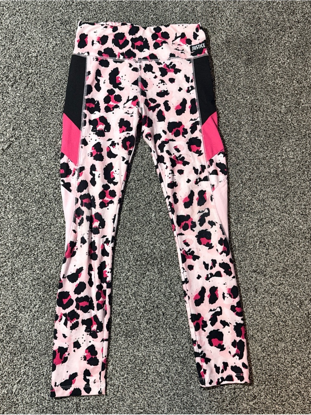Justice Pink Leopard Print Active Leggings Bottoms Juniors Women Medium (10)